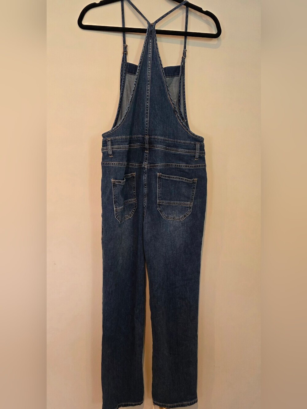 Miou Muse Size Medium Form Fitting Denim Overalls Button Front Bib Medium Wash - Picture 9 of 14